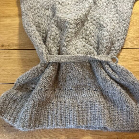 Zara knits wool alpaca sweater tunic belted medium beige - Picture 3 of 10